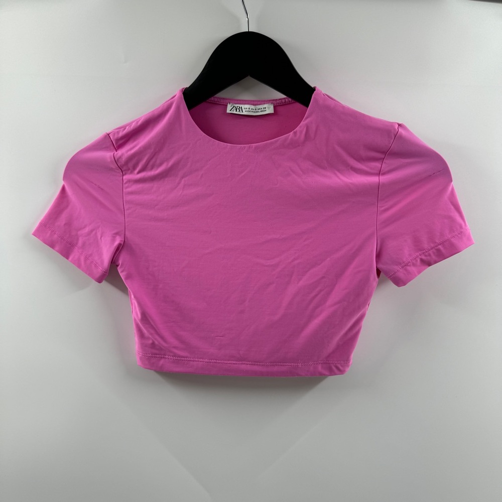 Zara Hot Pink Cropped Tee
